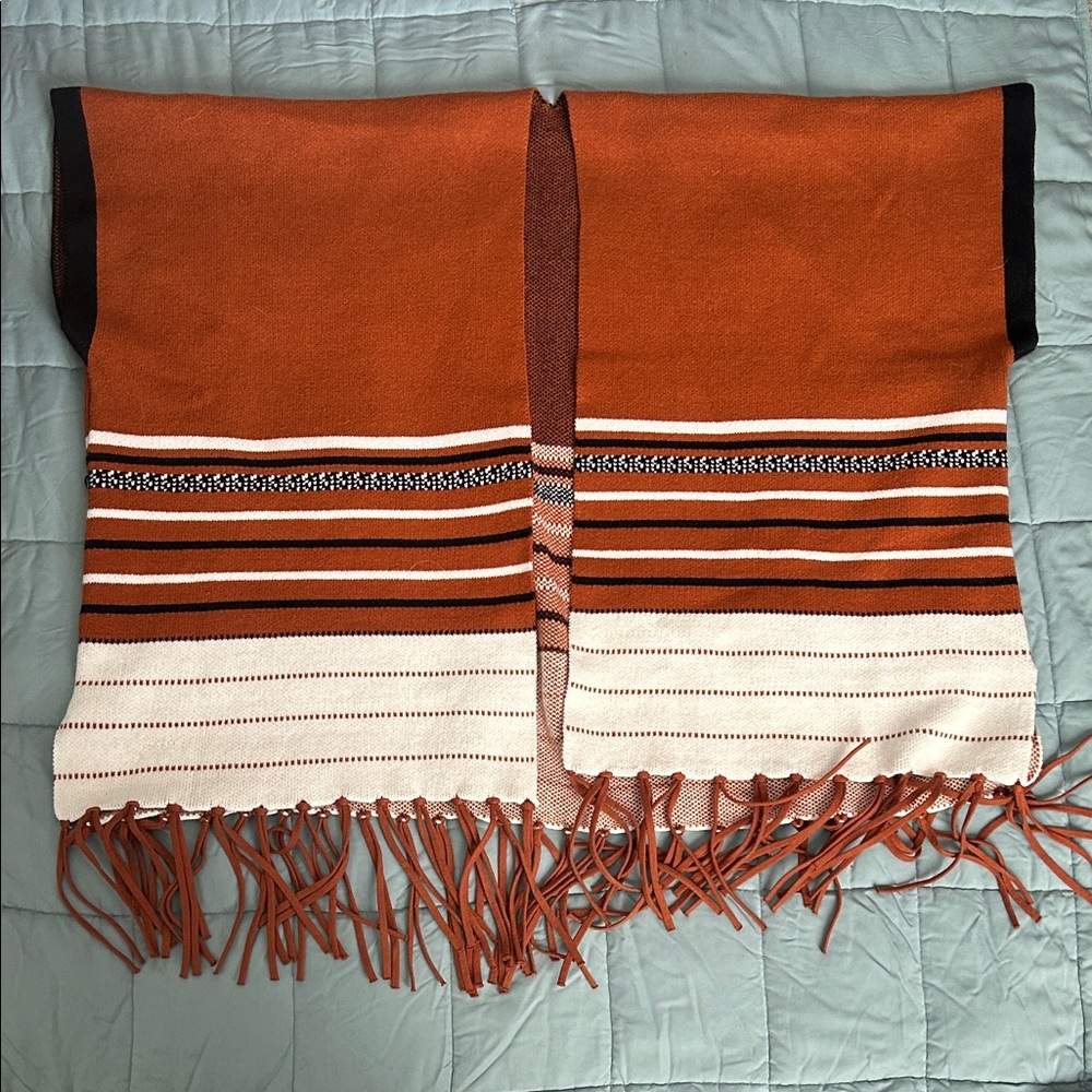 Elegant Brown and White Women's Poncho